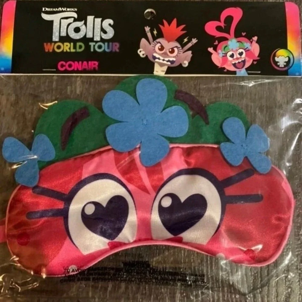 Conair Trolls World Tour Hair‎ Brush & Sleep Mask Set New